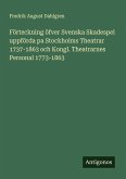 Förteckning öfver Svenska Skadespel uppförda pa Stockholms Theatrar 1737-1863 och Kongl. Theatrarnes Personal 1773-1863 Förteckning öfver Svenska Skadespel uppförda pa Stockholms Theatrar 1737-1863 och Kongl. Theatrarnes Personal 1773-1863