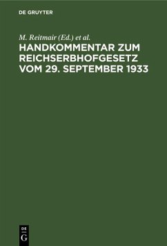 Cover Handkommentar zum Reichserbhofgesetz vom 29. September 1933 (eBook, PDF)