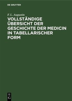 Vollständige Übersicht der Geschichte der Medicin in tabellarischer Form (eBook, PDF) - Augustin, F. L. Vollständige Übersicht der Geschichte der Medicin in tabellarischer Form (eBook, PDF) - Augustin, F. L.