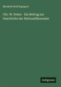 Cover Chr. W. Dohm - Ein Beitrag zur Geschichte der Nationalökonomie