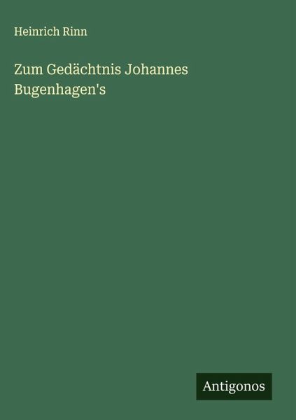 Zum Gedächtnis Johannes Bugenhagen's Zum Gedächtnis Johannes Bugenhagen's