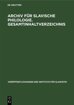Cover Archiv für Slavische Philologie. Gesamtinhaltverzeichnis (eBook, PDF)
