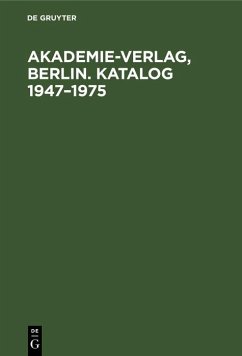 Cover Akademie-Verlag, Berlin. Katalog 1947-1975 (eBook, PDF)