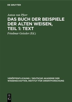 Cover Das Buch der Beispiele der alten Weisen, Teil 1: Text (eBook, PDF)