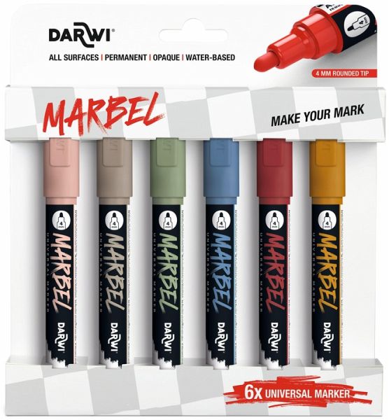 MARBEL Set mit 6 Universalmarkern Acrylfarben, Rundspitze medium 4mm, Natur MARBEL Set mit 6 Universalmarkern Acrylfarben, Rundspitze medium 4mm, Natur