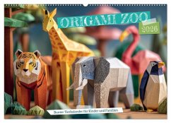 Cover Origami Zoo - Bunter Tierkalender für Kinder und Familien (Wandkalender 2026 DIN A2 quer), CALVENDO Monatskalender