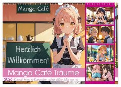 Manga Café Träume - Kawaii Anime-Kalender voller süßer Momente (Wandkalender 2026 DIN A3 quer), CALVENDO Monatskalender
