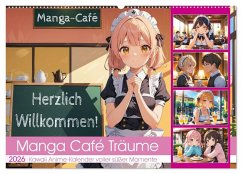 Manga Café Träume - Kawaii Anime-Kalender voller süßer Momente (Wandkalender 2026 DIN A2 quer), CALVENDO Monatskalender