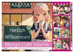 Manga Café Träume - Kawaii Anime-Kalender voller süßer Momente (Tischkalender 2026 DIN A5 quer), CALVENDO Monatskalender