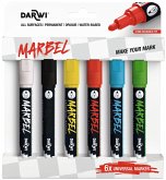 MARBEL Set mit 6 Universalmarkern Acrylfarben, Rundspitze medium 4mm, Primärfarben