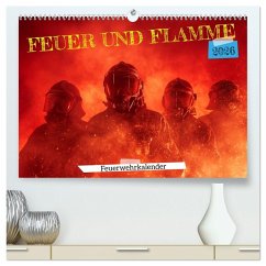 Cover Feuer und Flamme - Feuerwehrkalender (hochwertiger Premium Wandkalender 2026 DIN A2 quer), Kunstdruck in Hochglanz