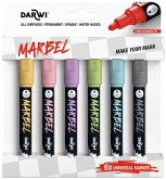 MARBEL Set mit 6 Universalmarkern Acrylfarben, Rundspitze medium 4mm, Pastellfarben