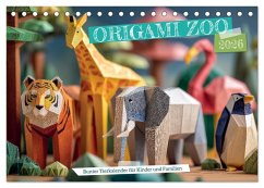 Cover Origami Zoo - Bunter Tierkalender für Kinder und Familien (Tischkalender 2026 DIN A5 quer), CALVENDO Monatskalender