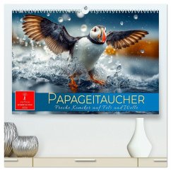 Papageitaucher - Freche Komiker auf Fels und Welle (hochwertiger Premium Wandkalender 2026 DIN A2 quer), Kunstdruck in Hochglanz