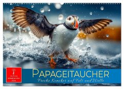 Cover Papageitaucher - Freche Komiker auf Fels und Welle (Wandkalender 2026 DIN A2 quer), CALVENDO Monatskalender