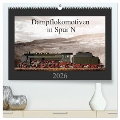 Dampflokomotiven in Spur N (hochwertiger Premium Wandkalender 2026 DIN A2 quer), Kunstdruck in Hochglanz