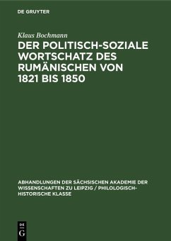 Der Politisch-Soziale Wortschatz des Rumänischen von 1821 bis 1850 (eBook, PDF) - Bochmann, Klaus