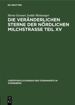 Cover Die veränderlichen Sterne der nördlichen Milchstraße Teil XV (eBook, PDF)