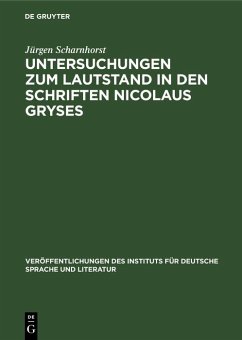 Cover Untersuchungen zum Lautstand in den Schriften Nicolaus Gryses (eBook, PDF)