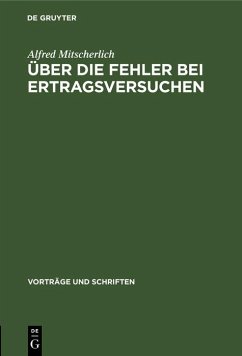 Cover Über die Fehler bei Ertragsversuchen (eBook, PDF)