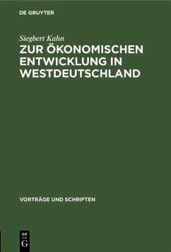 Cover Zur ökonomischen Entwicklung in Westdeutschland (eBook, PDF)