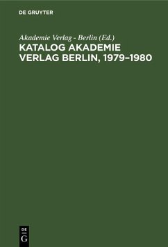 Cover Katalog Akademie Verlag Berlin, 1979-1980 (eBook, PDF)