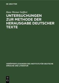 Cover Untersuchungen zur Methode der Herausgabe deutscher Texte (eBook, PDF)
