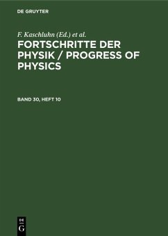 Cover Fortschritte der Physik / Progress of Physics. Band 30, Heft 10 (eBook, PDF)