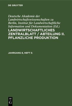 Cover Landwirtschaftliches Zentralblatt / Abteilung II. Pflanzliche Produktion. Jahrgang 8, Heft 5 (eBook, PDF)