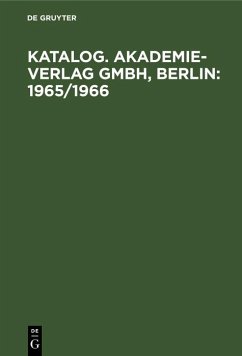Cover Katalog. Akademie-Verlag GmbH, Berlin: 1965/1966 (eBook, PDF)