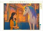 CALVENDO Puzzle Frau begegnet im Zug einem Einhorn   1000 Teile Lege-Größe 64x48cm Foto-Puzzle für glückliche Stunden CALVENDO Puzzle Frau begegnet im Zug einem Einhorn   1000 Teile Lege-Größe 64x48cm Foto-Puzzle für glückliche Stunden