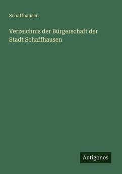 Cover Verzeichnis der Bürgerschaft der Stadt Schaffhausen