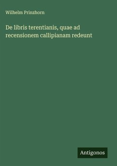 Cover De libris terentianis, quae ad recensionem callipianam redeunt