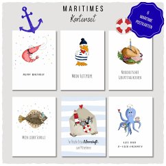 Cover KEITCARDS Postkarten Set Maritim, martitime Grußkarten im Set, 6 Karten