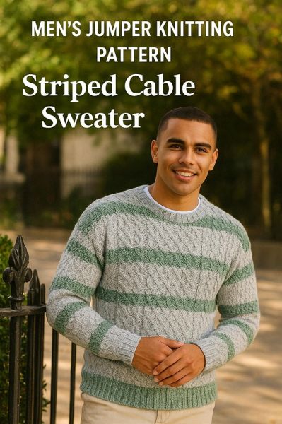 Men's Jumper Knitting Pattern Striped Cable Sweater (eBook, ePUB)