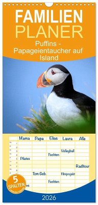 Familienplaner 2026 - Puffins - Papageientaucher auf Island mit 5 Spalten (Wandkalender, 21 x 45 cm) CALVENDO