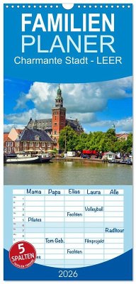 Cover Familienplaner 2026 - Charmante Stadt - LEER mit 5 Spalten (Wandkalender, 21 x 45 cm) CALVENDO