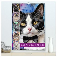 Cover KATZENKALENDER - Aquarell Katzenportraits für Katzenliebhaber (hochwertiger Premium Wandkalender 2026 DIN A2 hoch), Kunstdruck in Hochglanz
