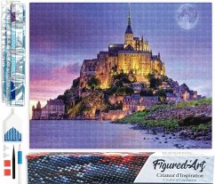 Cover Figured'Art DP-597 - Diamond Painting, Mont-Saint-Michel, 5D Bild (40x50cm) mit eckigen Steinen, DIY Bastelset