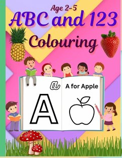 Cover ABC & 123 Coloring Fun for Kids   Learn Letters, Numbers & Counting   Alphabet Tracing & Coloring Book for Toddlers & Preschoolers   75 Pages   By Jesintha Bhaskaran
