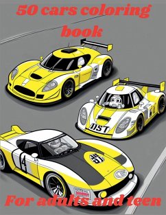 Cover 50 cars coloring book, For adults and teen