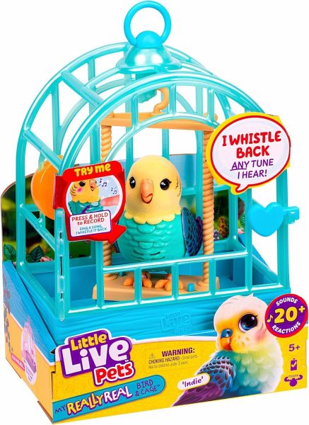 Moose Toys 300332 - Little Live Pets: My Really Real Bird Indie + Cage, Interaktiver Vogel mit Käfig Moose Toys 300332 - Little Live Pets: My Really Real Bird Indie + Cage, Interaktiver Vogel mit Käfig