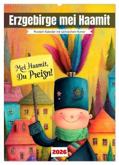 Cover Erzgebirge mei Haamit - Mundart-Kalender mit sächsischem Humor (Wandkalender 2026 DIN A2 hoch), CALVENDO Monatskalender