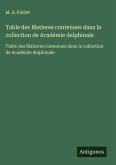 Table des Matieres contenues dans la collection de Académie delphinale Table des Matieres contenues dans la collection de Académie delphinale