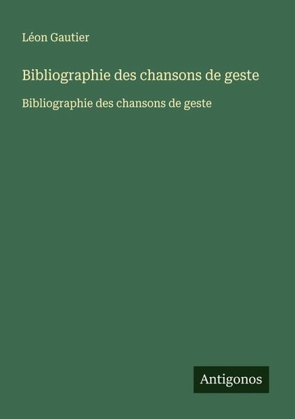 Bibliographie des chansons de geste