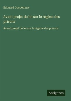 Cover Avant projet de loi sur le régime des prisons