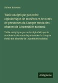 Table analytique par ordre alphabétique de matières et de noms de personnes du Compte rendu des séances de l'Assemblée national Table analytique par ordre alphabétique de matières et de noms de personnes du Compte rendu des séances de l'Assemblée national
