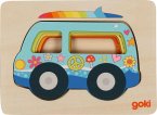 Goki 57304 - Schichtenpuzzle Van, 5-lagiges Auto-Puzzle, Holz