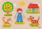 Goki 57306 - Steckpuzzle Katze, Hund..., 5-teilig, Holz