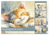 Pastellpfötchen. Liebliche Katzen in sanften Farben (Wandkalender 2026 DIN A2 quer), CALVENDO Monatskalender